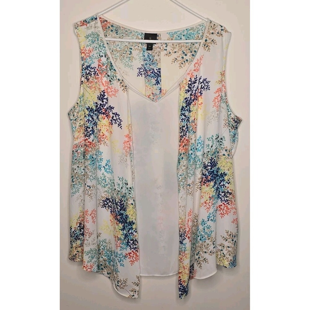 Worthington Womens Top Sheer Floral Blouse Size 2x